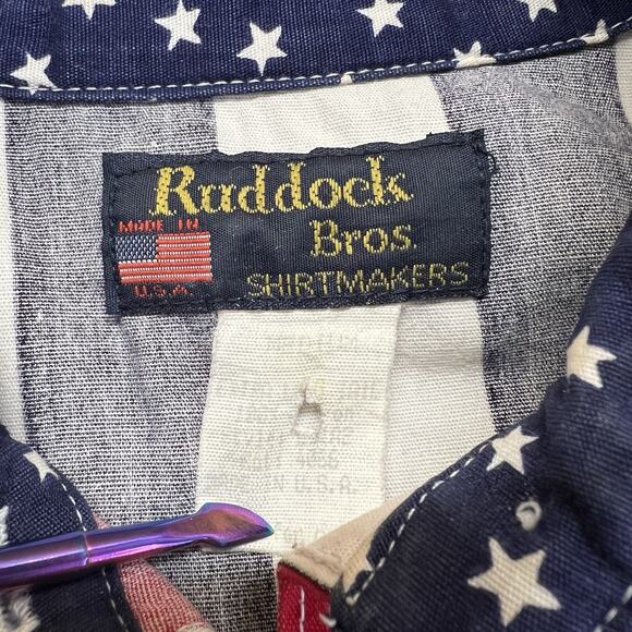 VTG Ruddock Western American Flag Button Up Shirt MADE IN USA Mens Size M - M196 - Picture 4 of 8